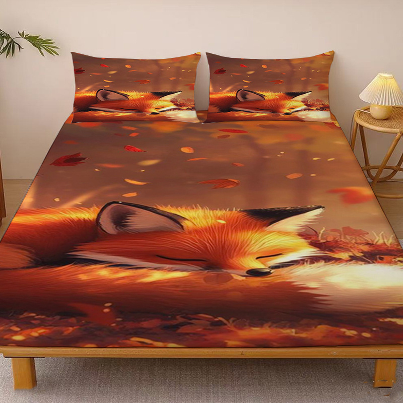 Baby Nursery Bedding - غطاء سرير مطاطي بتصميم أوراق الخريف