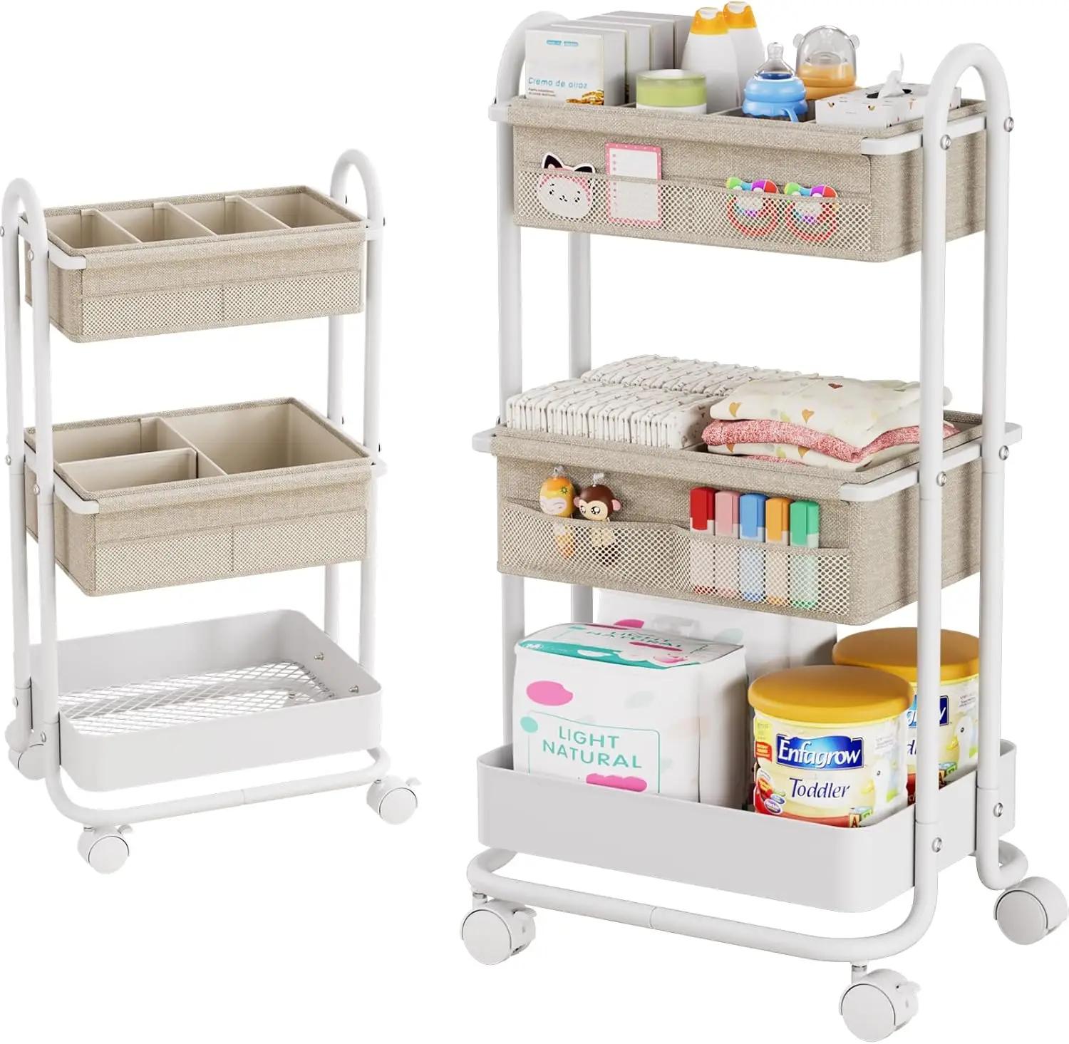 Diaper Caddy Organizer - منظم حفاضات الأطفال بثلاث طبقات، عربة