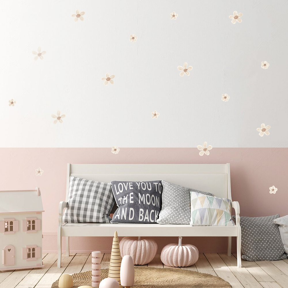 Baby Nursery Stickers - بوهو الصلبة الملونة الزهور الحضانة ملصقات