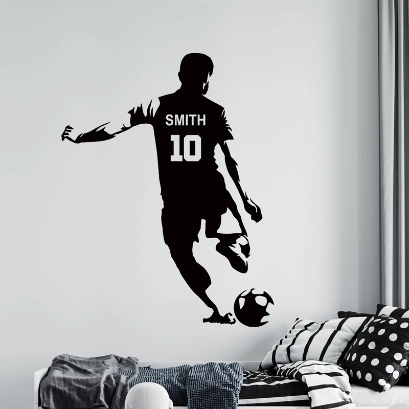 Baby Nursery Wall Decals - شخصية لاعب كرة القدم اسم ورقم