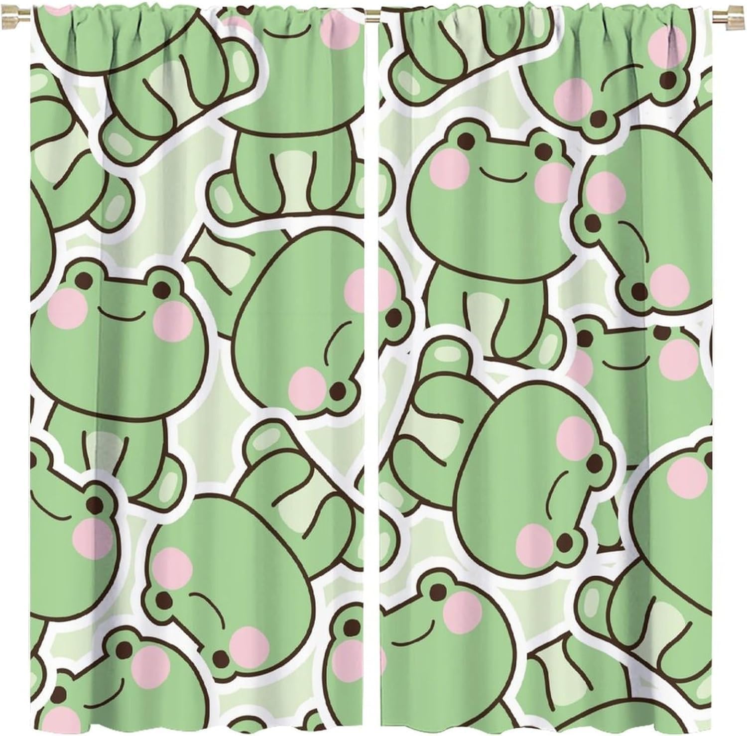 Baby Nursery Green - ستائر بنمط الضفدع الأخضر اللطيف لغرف