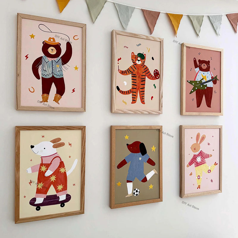 Baby Nursery Pictures - لوحات فنية جدارية كرتونية مضحكة للحيوانات،