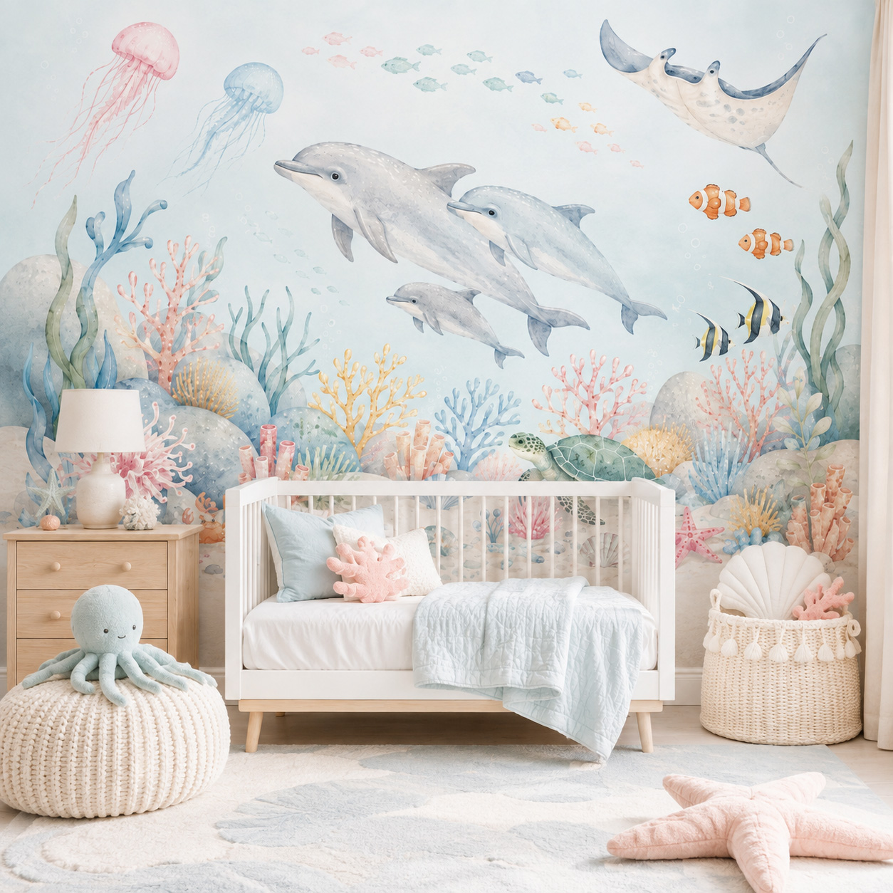 Baby Nursery Peel And Stick Wallpaper - ورق جدران ذاتي اللصق بتصميم حيوانات
