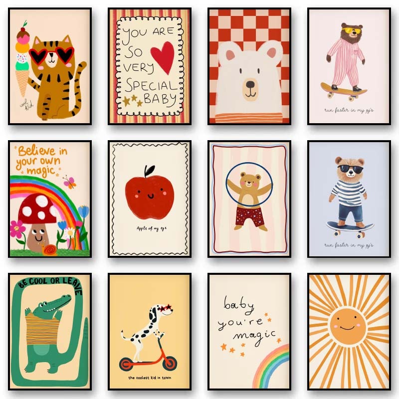 Baby Nursery Pictures - الحيوانات المشارك يطبع الشمال الأزهار الأرانب