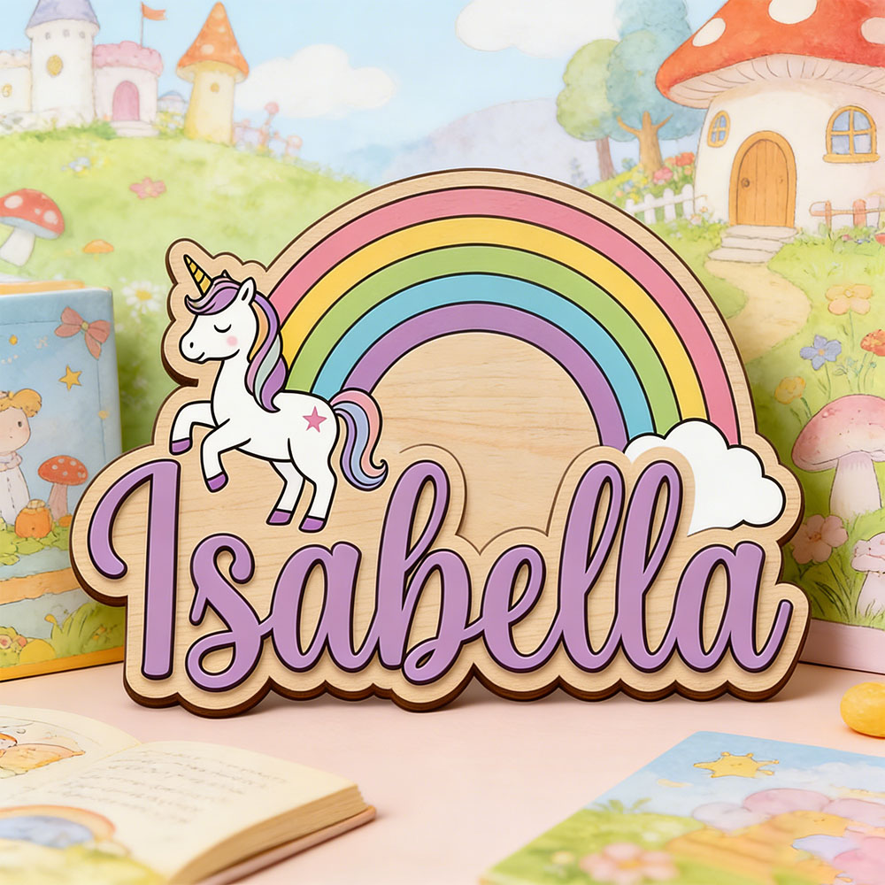 Baby Nursery Pictures - لافتة خشبية مخصصة بتصميم وحيد القرن