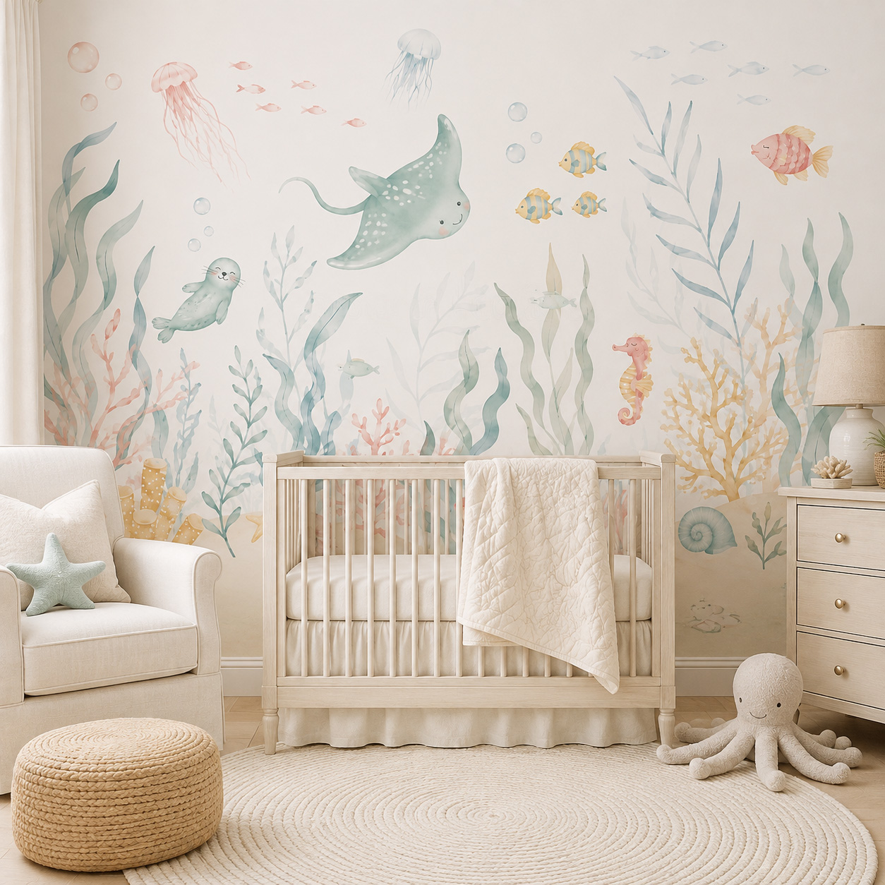 Baby Nursery Peel And Stick Wallpaper - ورق جدران ذاتي اللصق بتصميم حيوانات