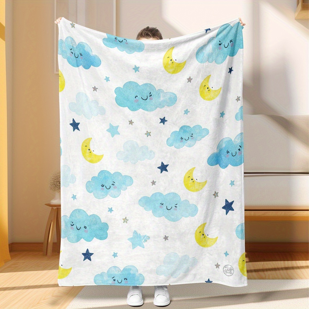 Baby Nursery Bedding - بطانية لطيفة بتصميم سحابة وقمر ونجوم