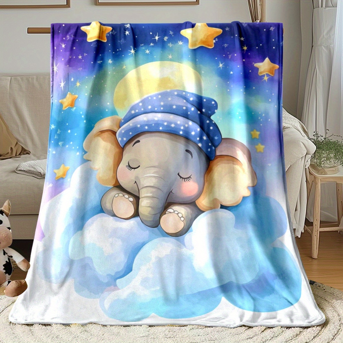 Baby Nursery Animal Theme - النوم الطفل الفيل سحابة نجمة ليلة