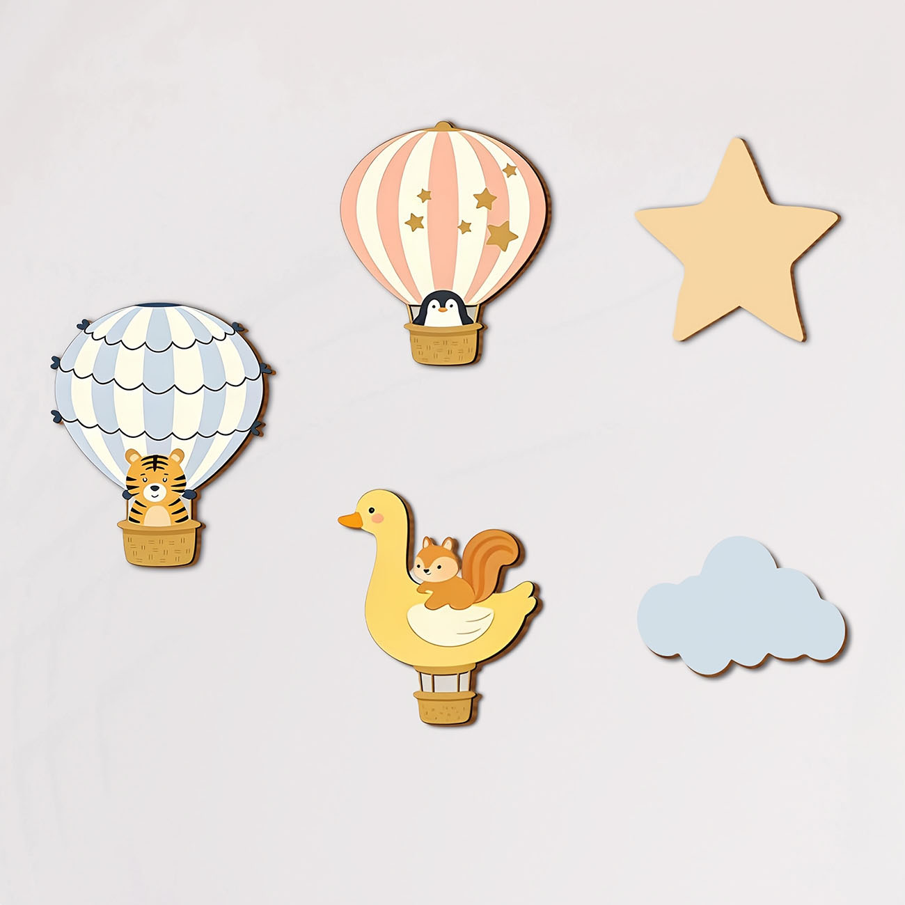 Baby Nursery Wall Decals - 5 قطع من ملصقات الحائط الخشبية