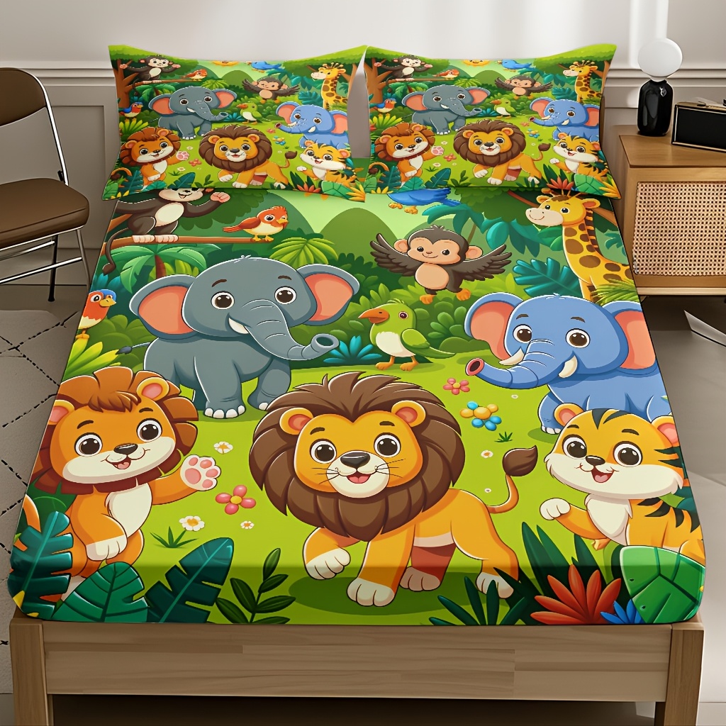 طقم ملاءات سرير بتصميم مملكة ا - مراجعة Baby Nursery Animal Theme وسعره