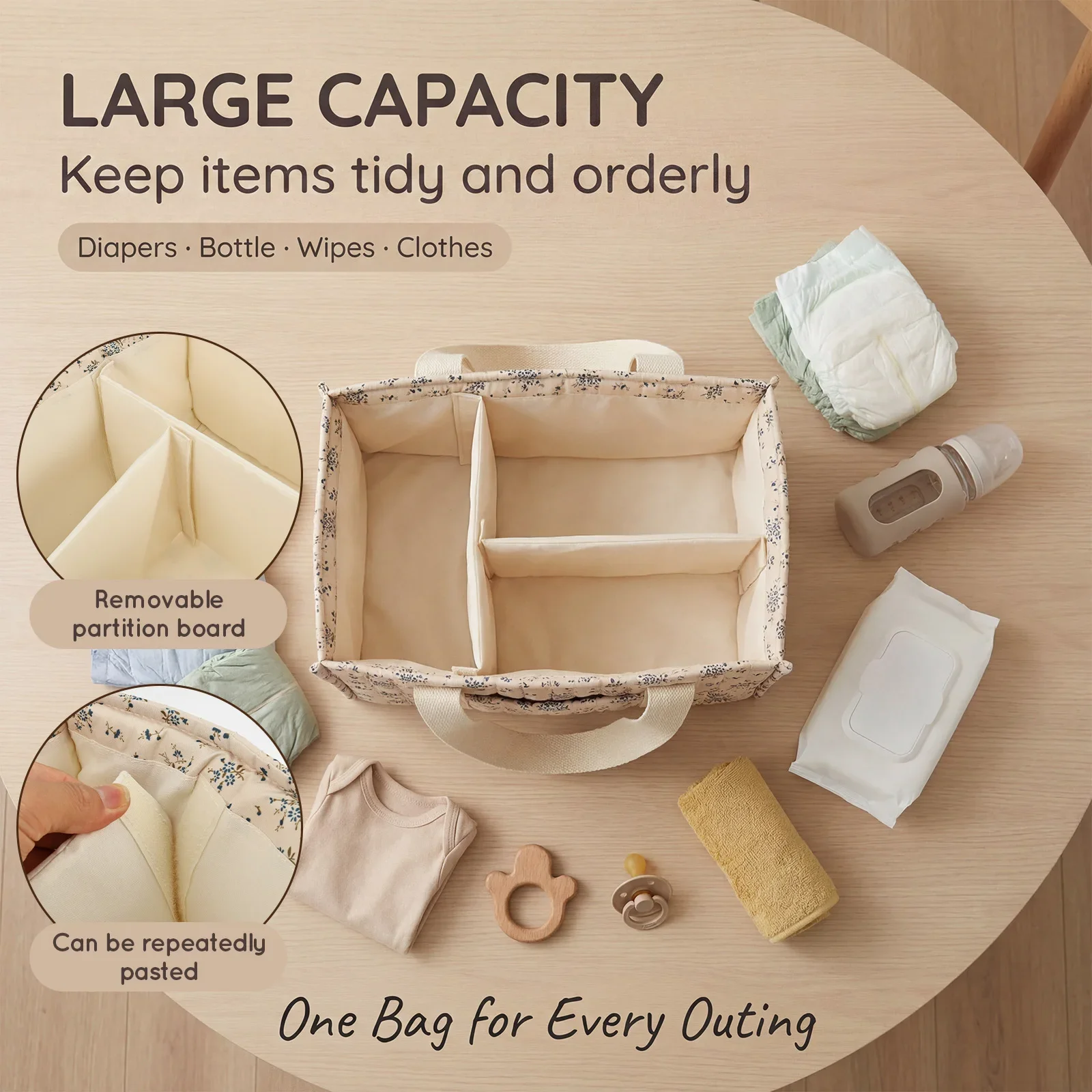 منظم حفاضات قابل للطي بنمط زهر - مراجعة Diaper Caddy Organizer وسعره