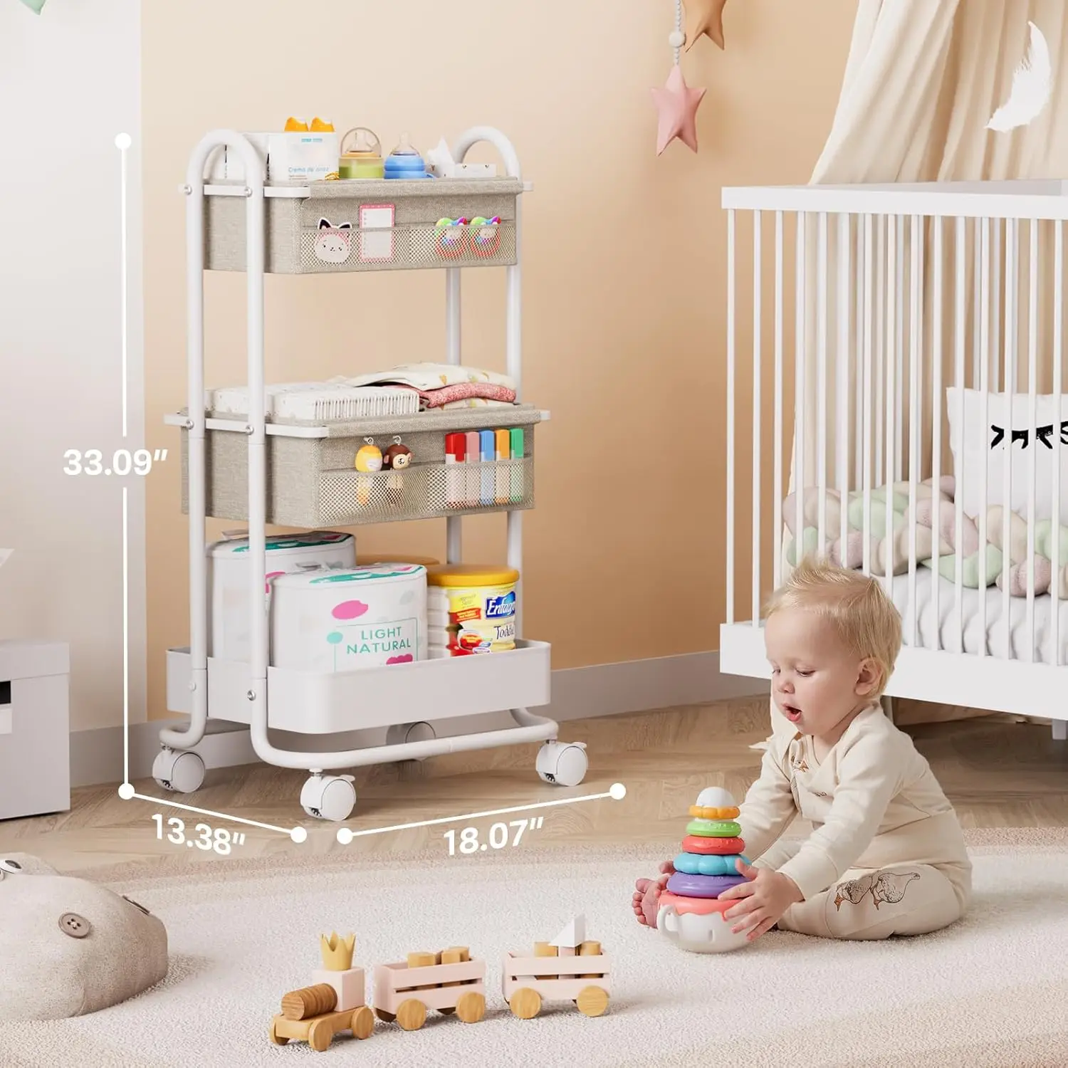 منظم حفاضات الأطفال بثلاث طبقا - مراجعة Diaper Caddy Organizer وسعره
