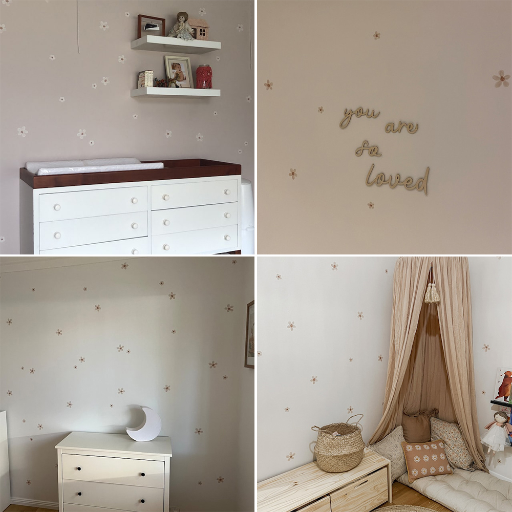 بوهو الصلبة الملونة الزهور الح - مراجعة Baby Nursery Stickers وسعره