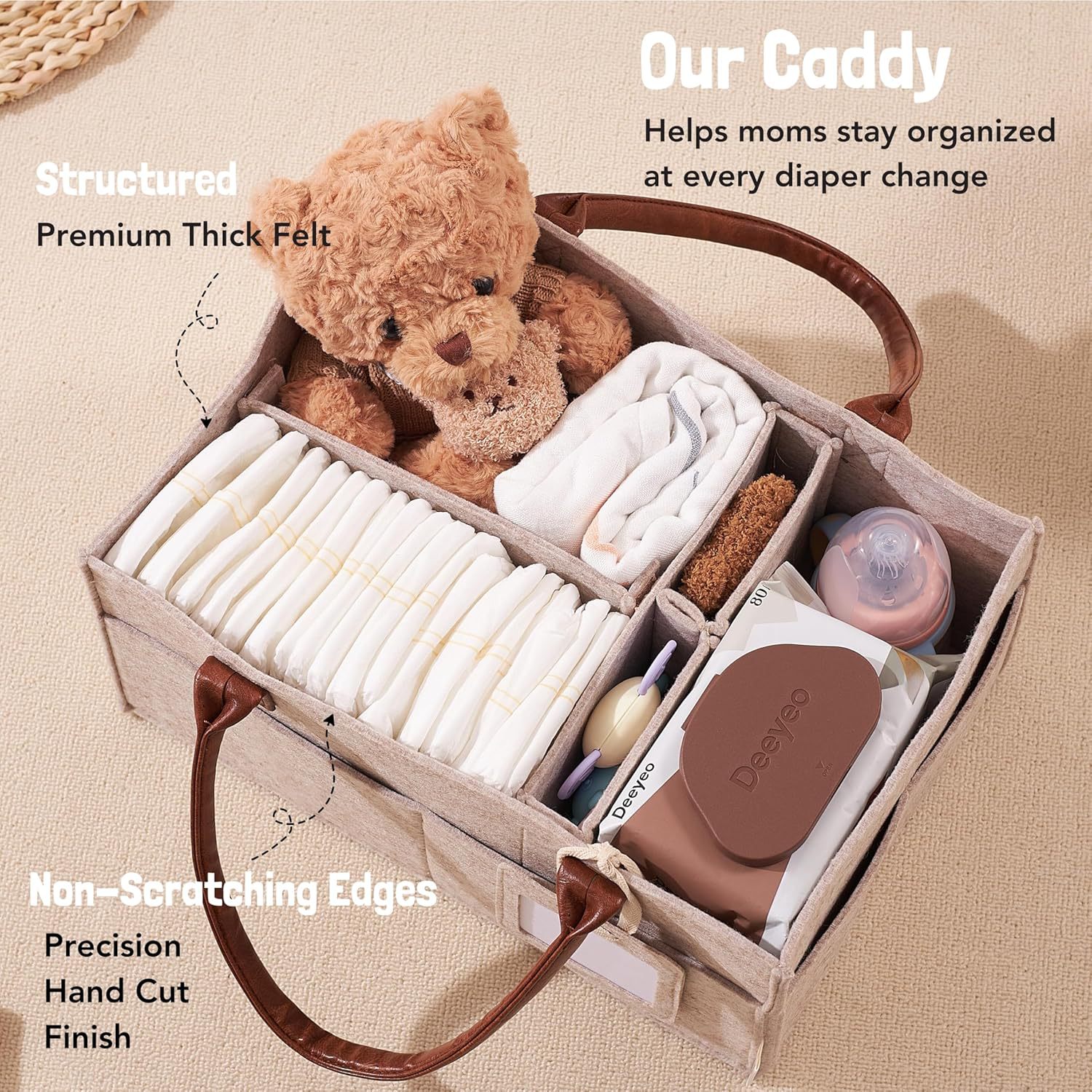 سلة تخزين من اللباد لغرفة الأط - مراجعة Diaper Caddy Organizer وسعره