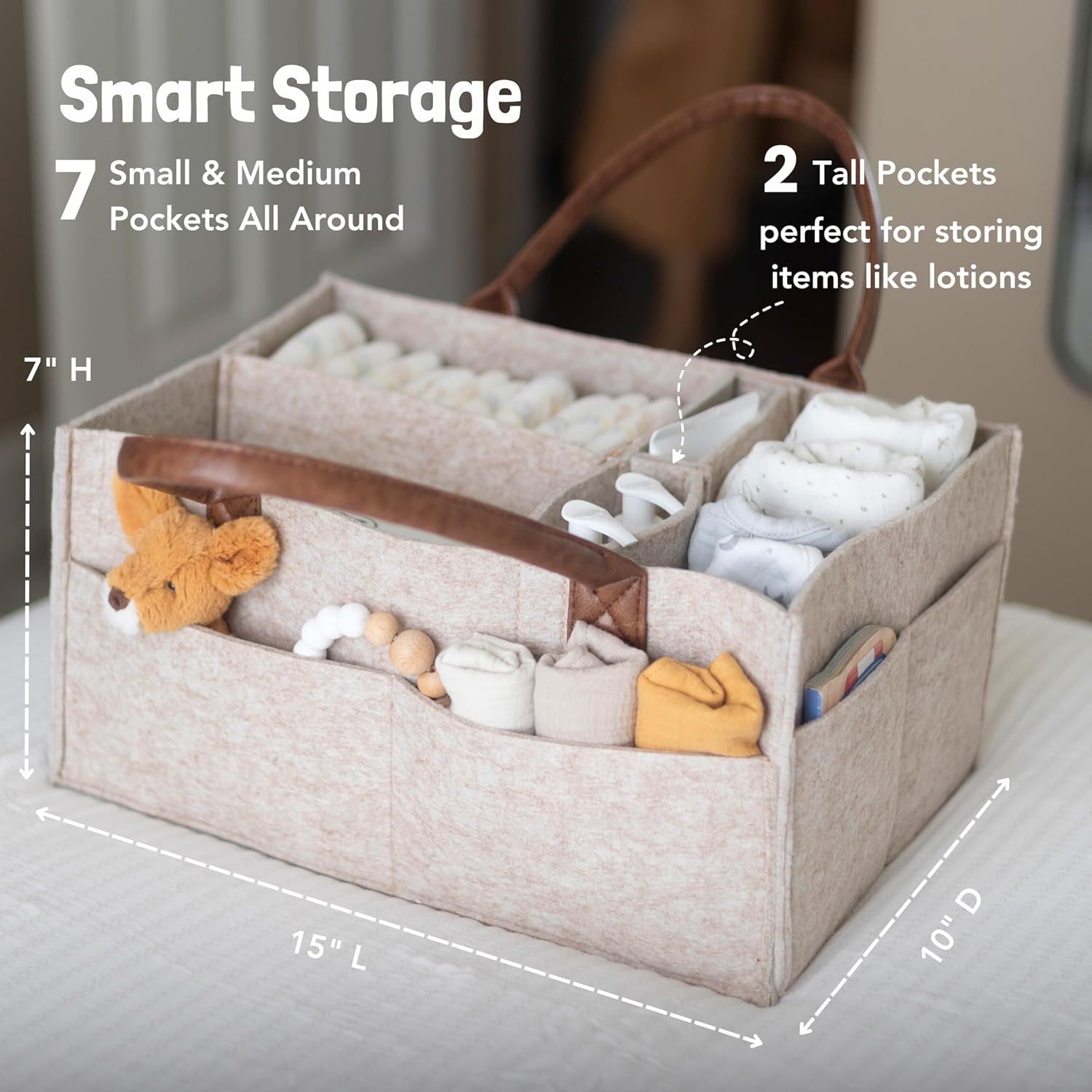 سلة تخزين من اللباد لغرفة الأط - مراجعة Diaper Caddy Organizer وسعره