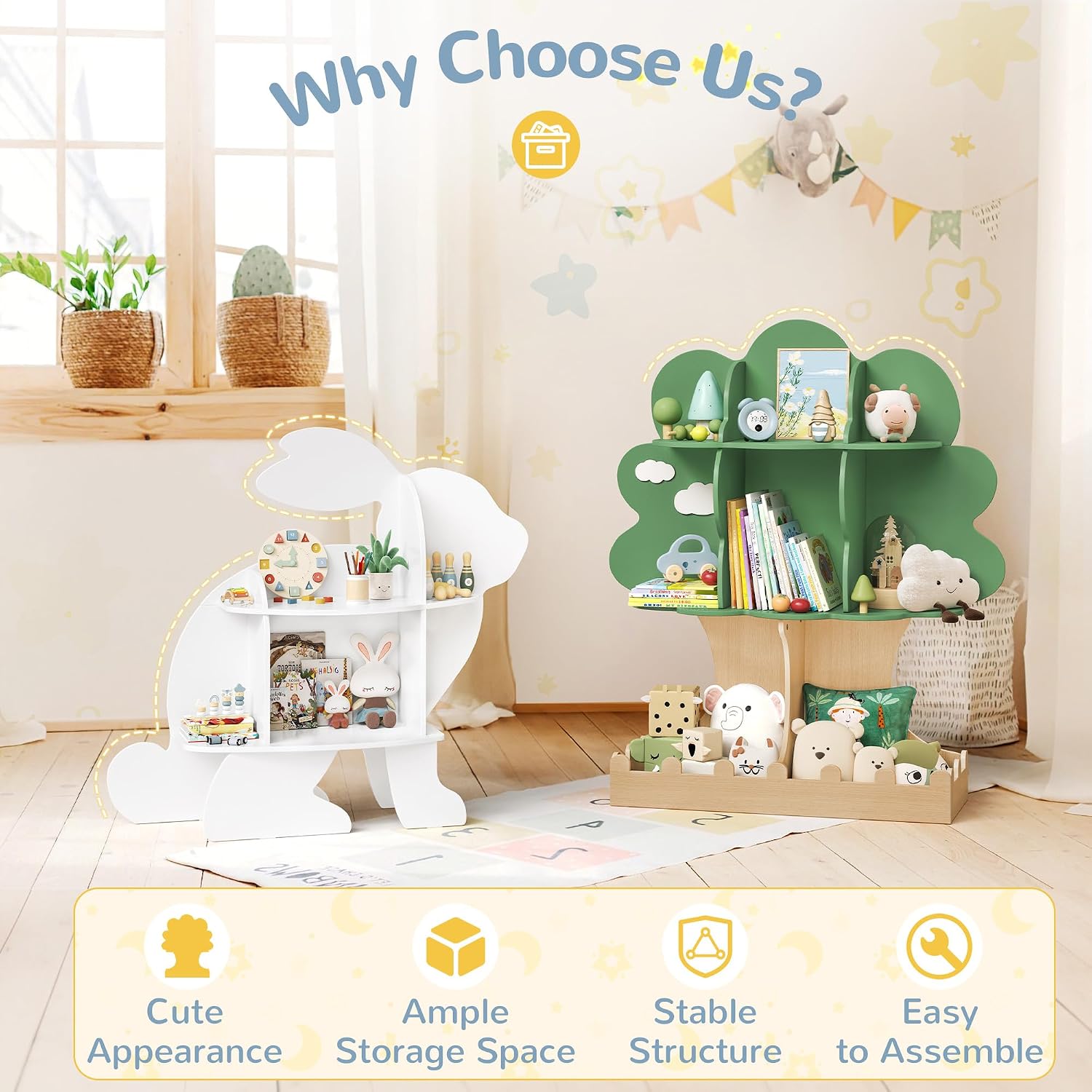رف كتب خشبي للأطفال على شكل شج - مراجعة Baby Nursery Green وسعره