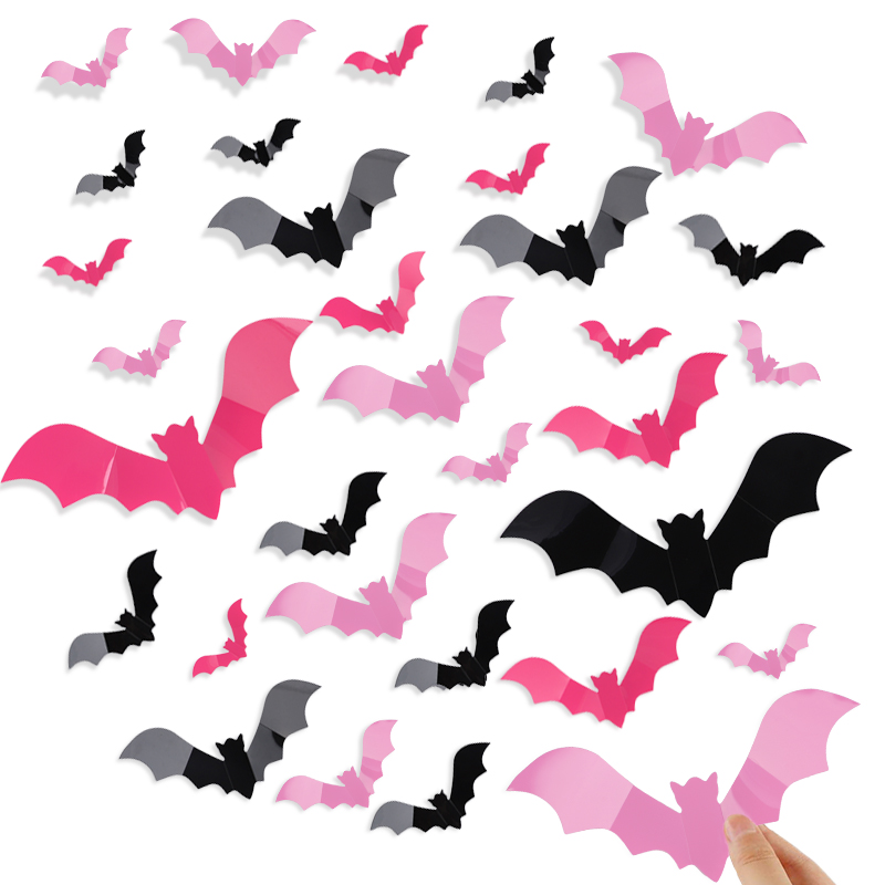 24/48 قطعة هالوين الوردي الخفا - مراجعة Baby Nursery Wall Decals وسعره