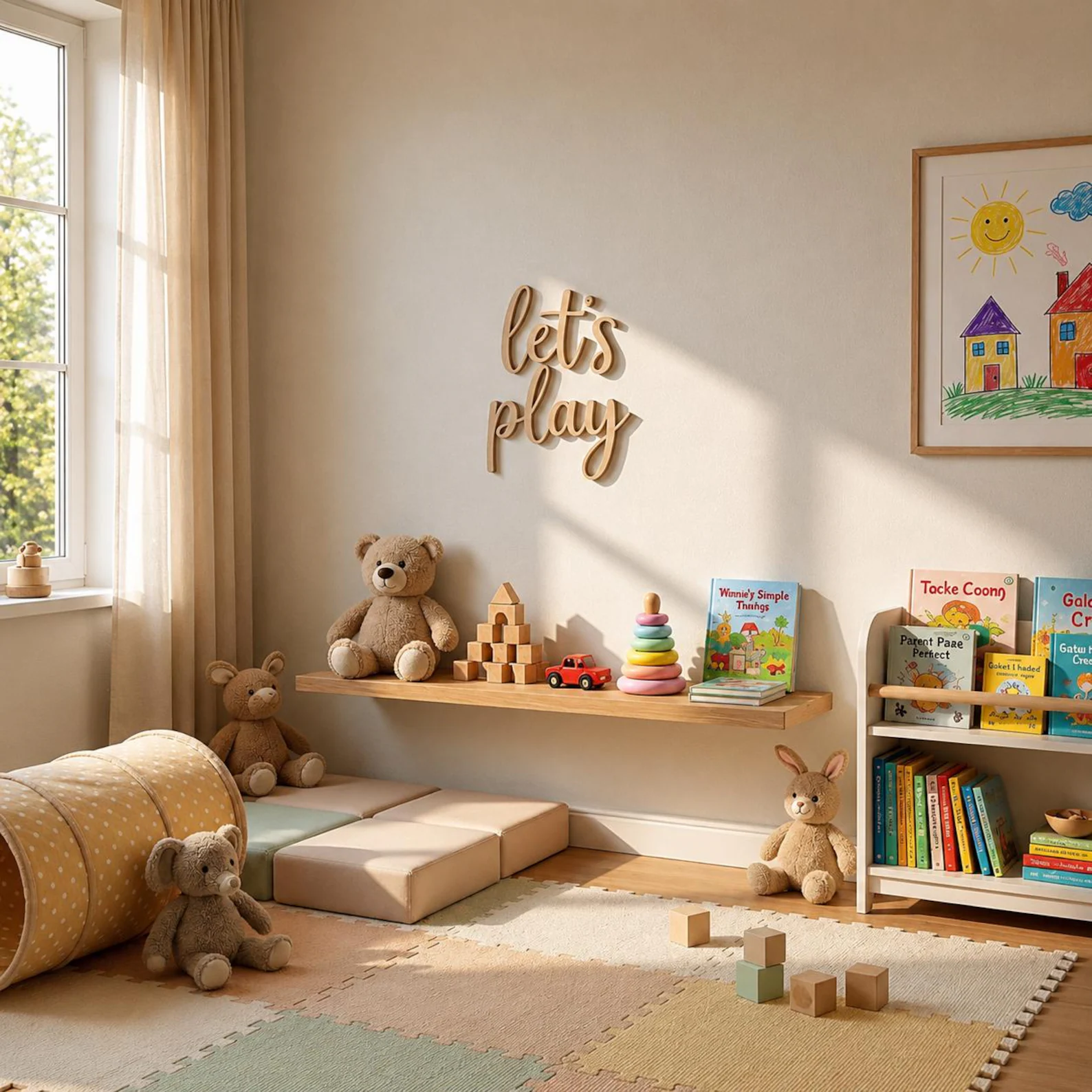 لافتة خشبية مكتوب عليها 'دعونا - مراجعة Baby Nursery Pictures وسعره