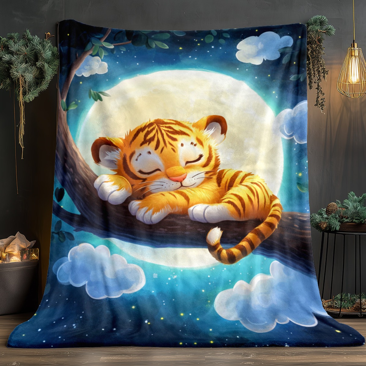 لطيف النوم النمر على فرع شجرة  - مراجعة Baby Nursery Animal Theme وسعره